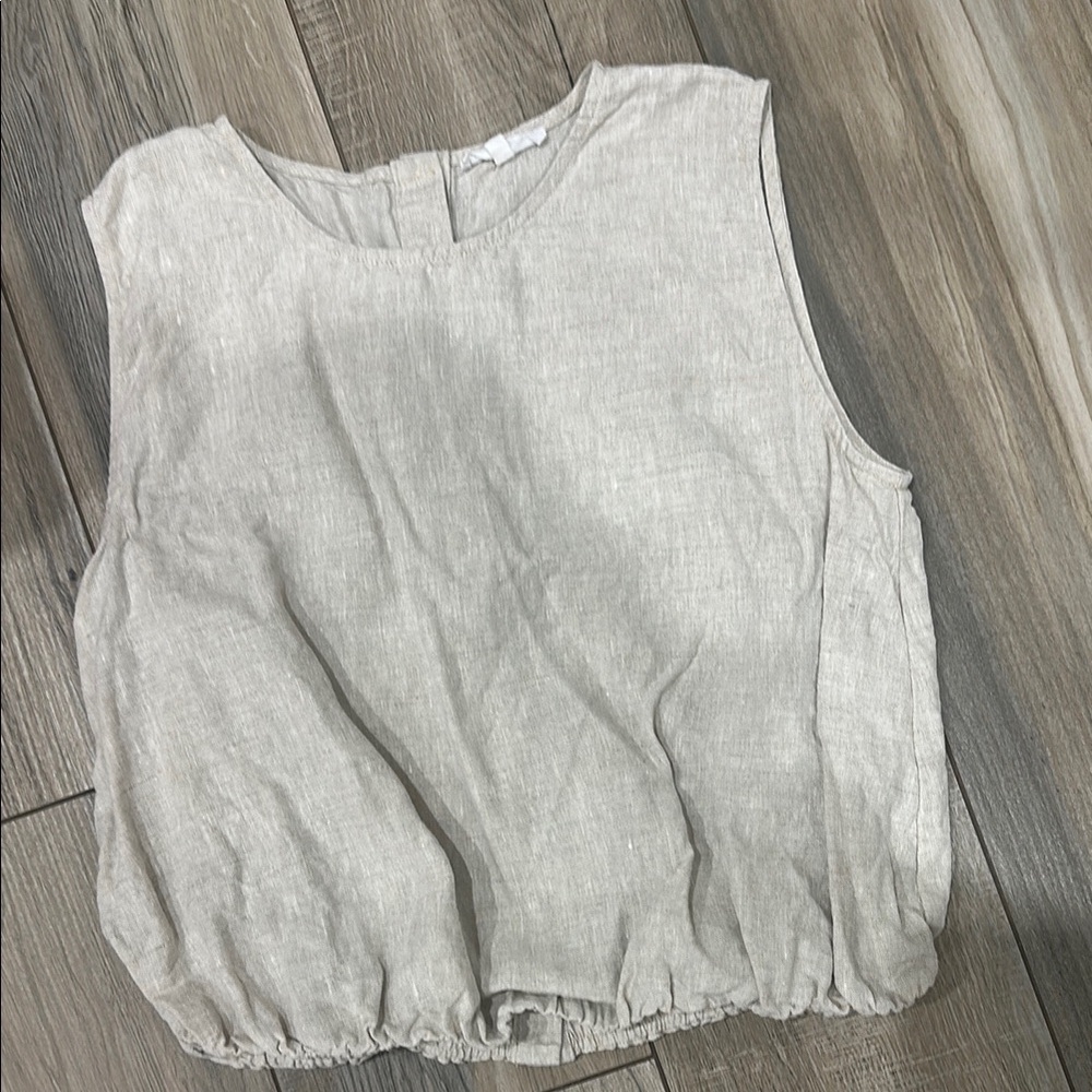 Women's Two-Piece Skirt Set - Beige Linen-Blend - Picture 5 of 7